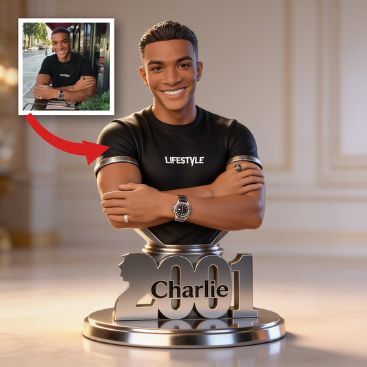 Personalized 21st Birthday Black Man Custom Shaped Acrylic Plaque Gift for Him