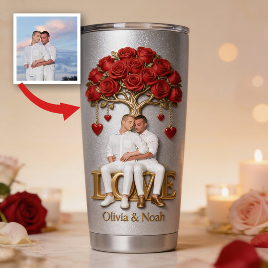 Custom Photo Gay Couple Tumbler LGBT Romantic Couple Gift