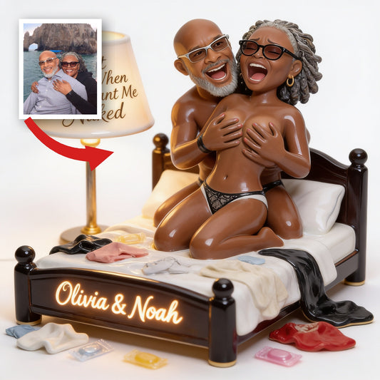 Custom Photo Middle-Aged Black Couple Acrylic LED Night Light Funny Couple Gift