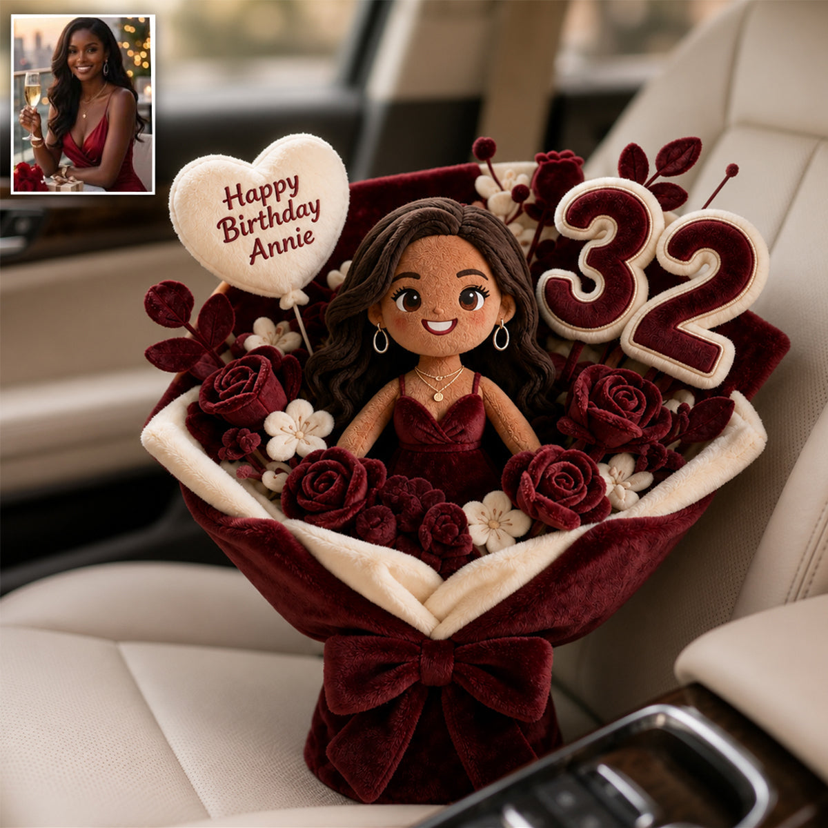 Coussin en fausse fourrure personnalisé pour le 45e anniversaire d'une femme latina