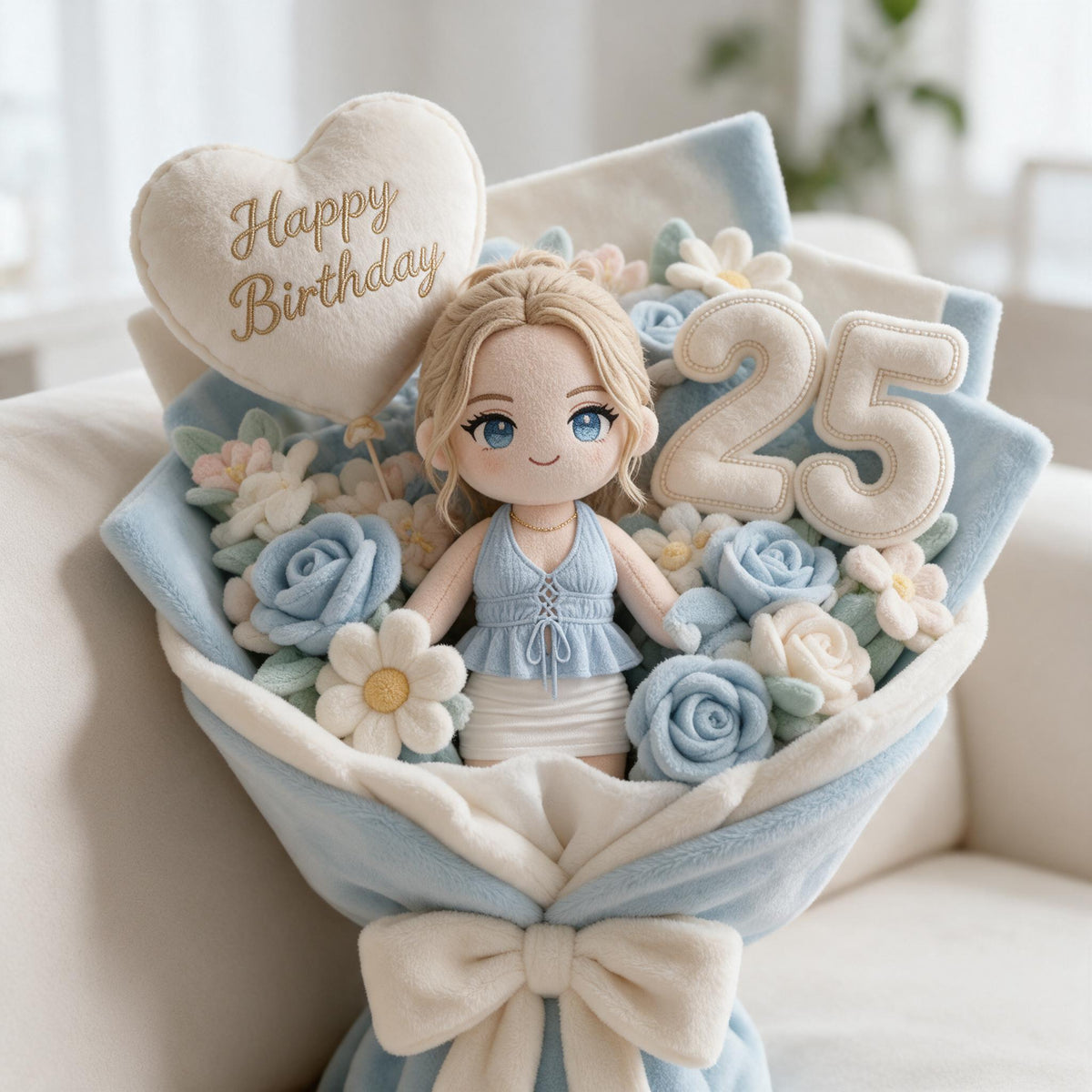 Coussin en fausse fourrure personnalisé pour le 25ème anniversaire femme