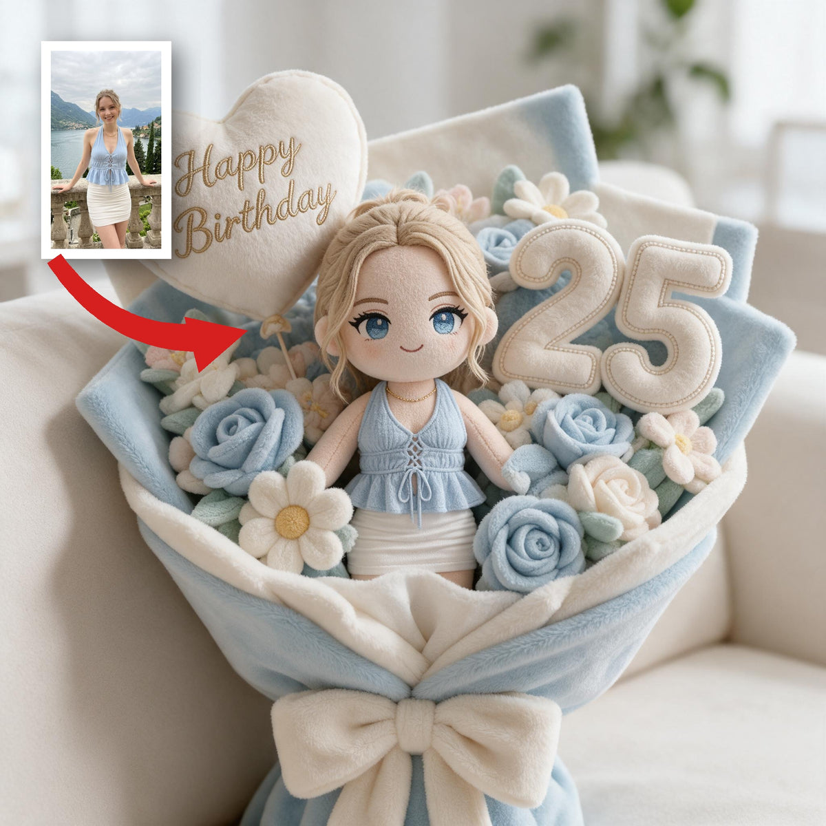 Coussin en fausse fourrure personnalisé pour le 25ème anniversaire femme