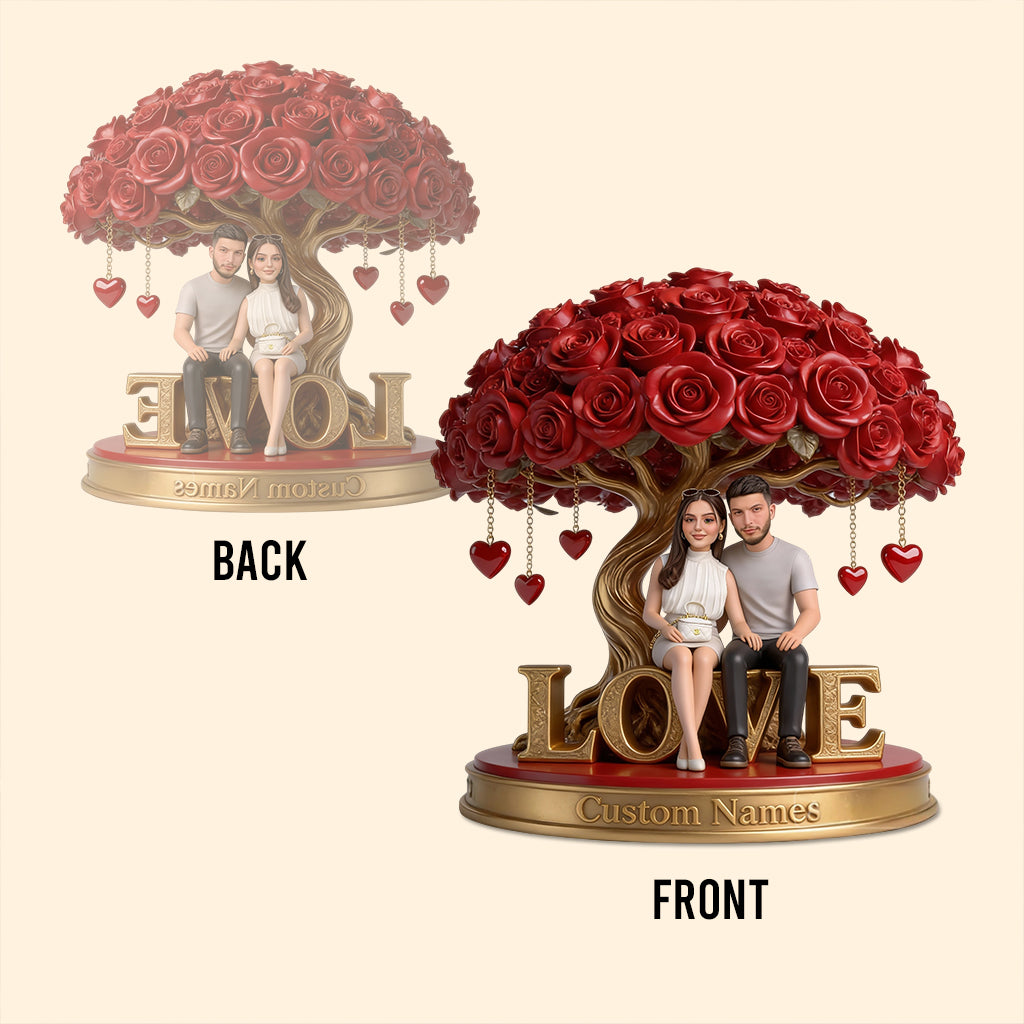 Custom Photo Older Couple Rose Tree Acrylic Plaque Keepsake Gift
