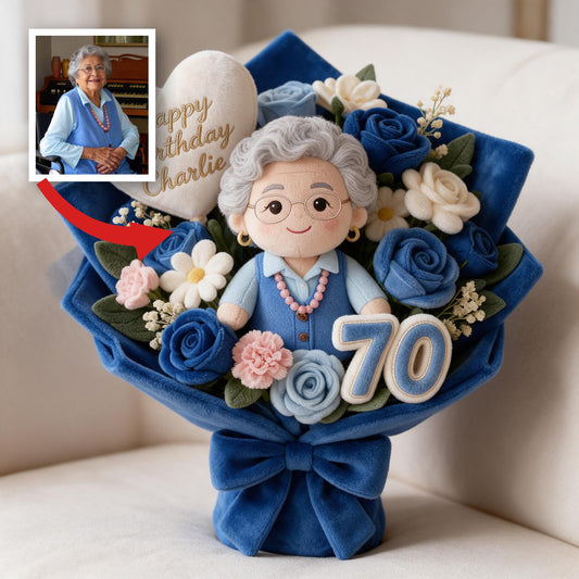 Personalized 70th Birthday Older Latina Woman Faux Fur Pillow Gift for Grandma
