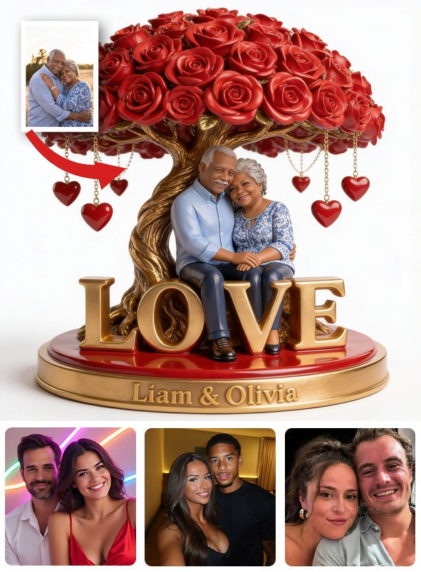 Custom Photo Older Black Couple Shaped Acrylic Plaque Love Tree Keepsake Gift