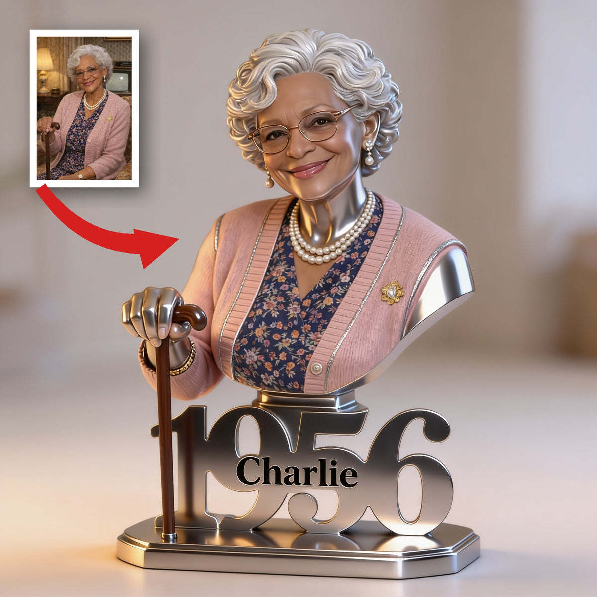 Personalized 70th Birthday Older Black Woman Custom Shaped Acrylic Plaque Grandma Gift