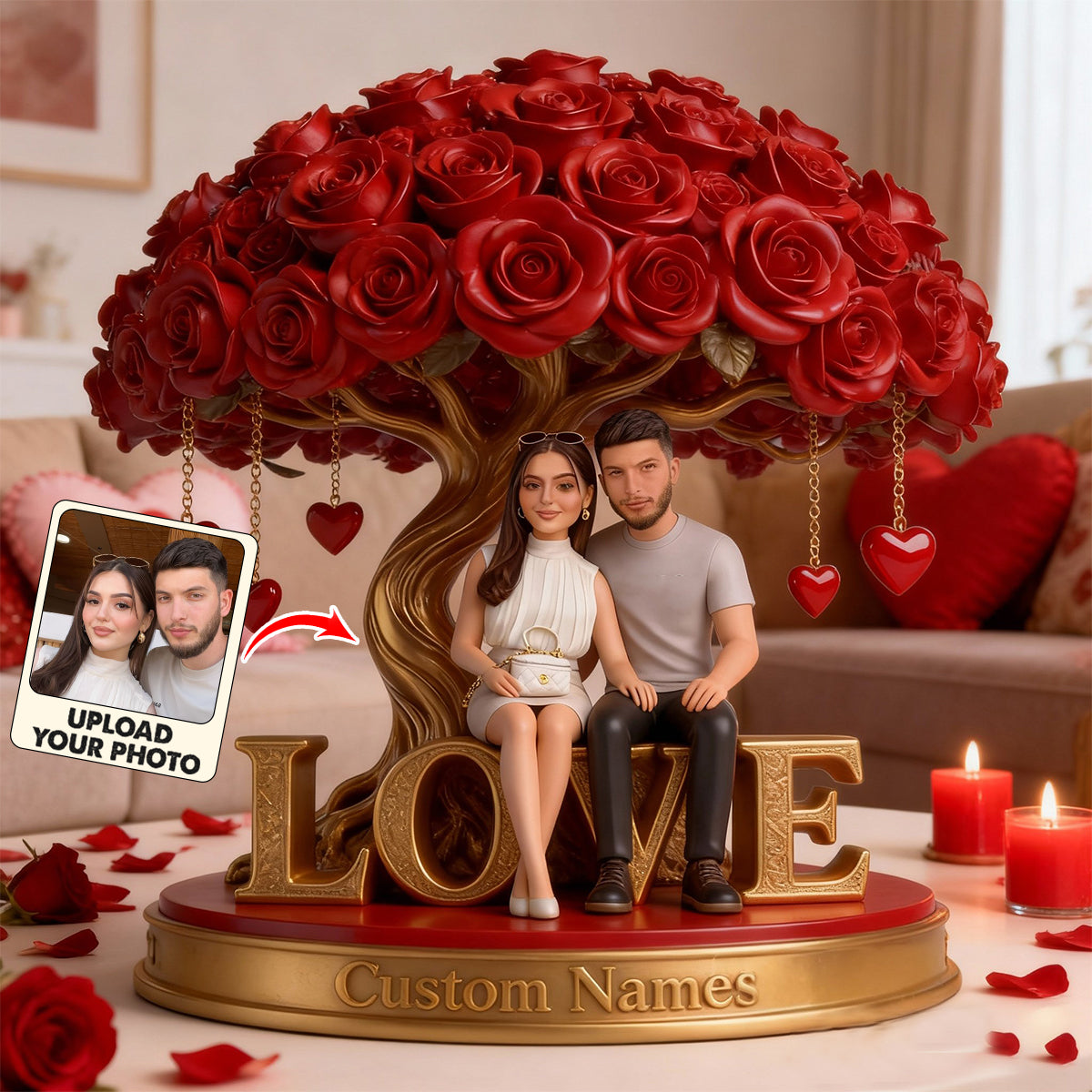 Personalized Middle-Aged Latino Couple Custom Shaped Acrylic Plaque Love Keepsake