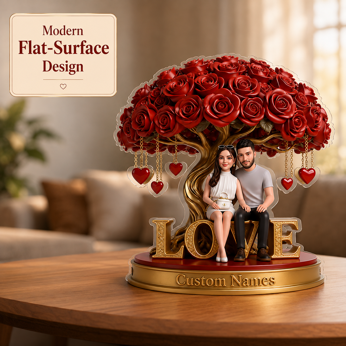 Personalized Middle-Aged Latino Couple Custom Shaped Acrylic Plaque Love Keepsake