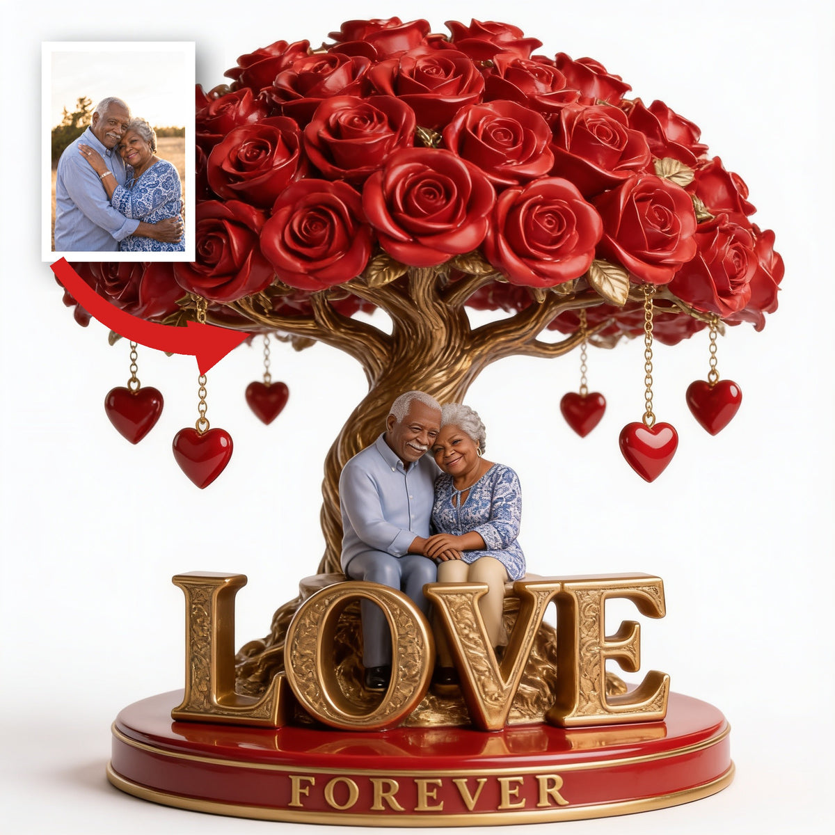 Personalized Older Black Couple Custom Shaped Acrylic Plaque Forever Love Keepsake