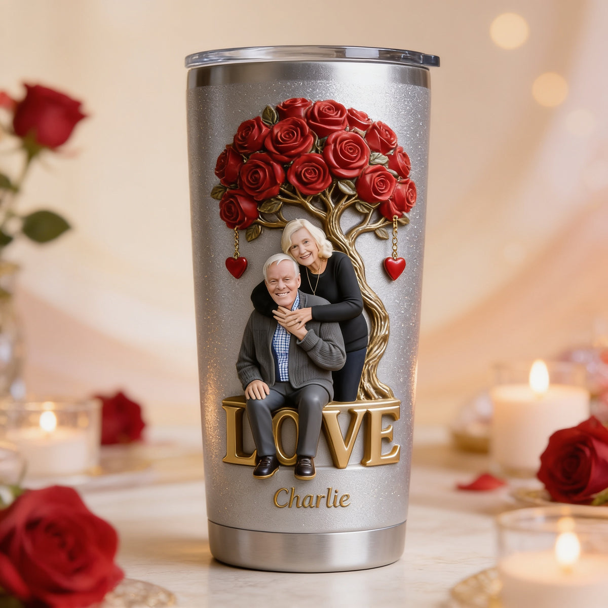 Personalized Older Couple Tumbler Romantic Gift for Parents Grandparents