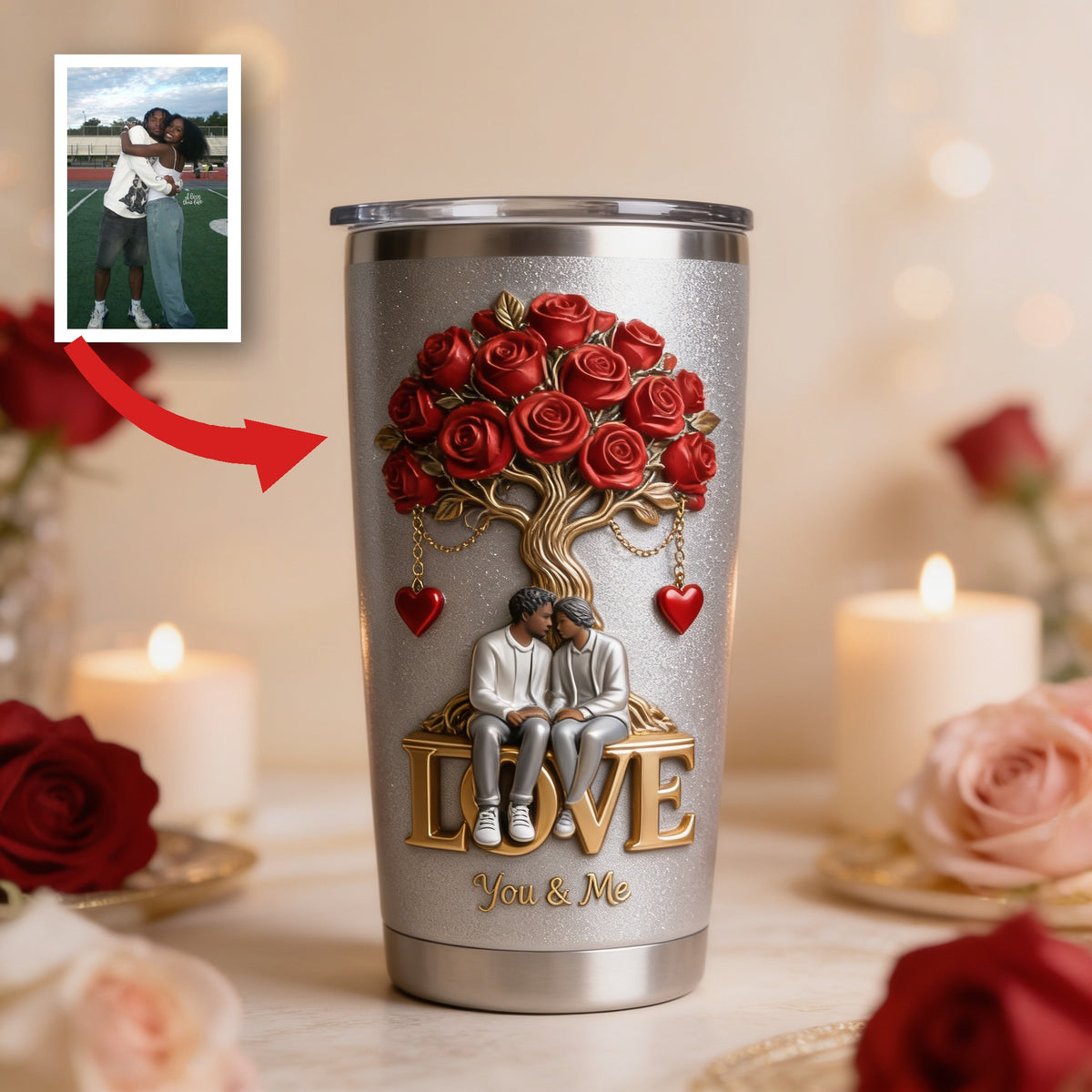Tasse Personnalisée Couple Noir, Cadeau Romantique pour Mari et Femme