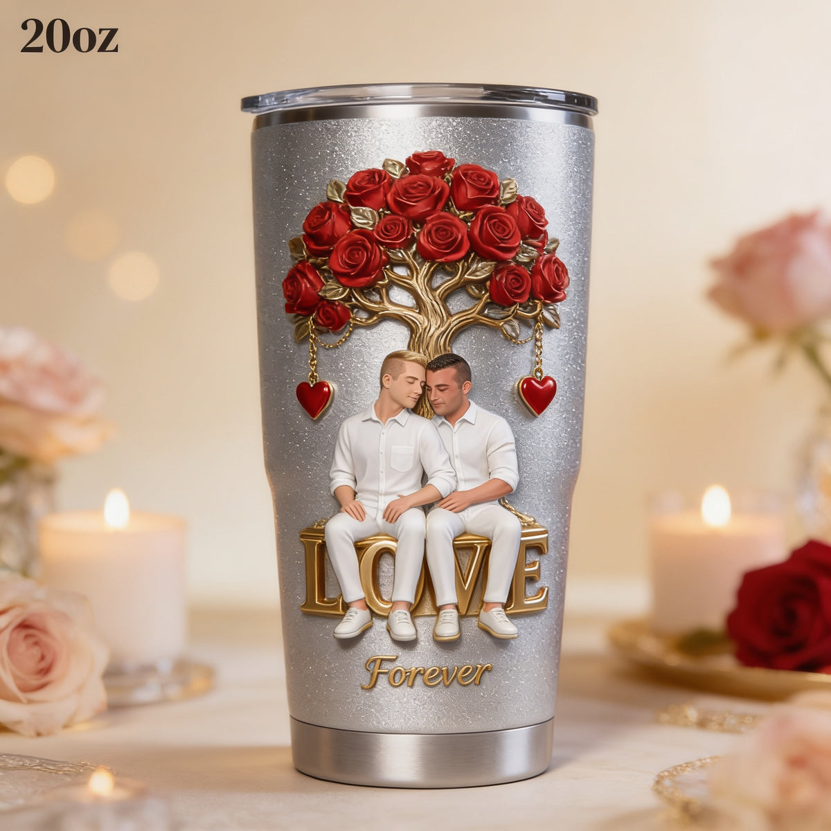 Gobelet Personnalisé Couple Gay 20oz Cadeau Romantique LGBT