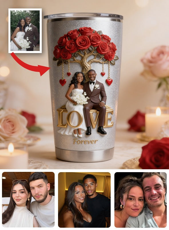 Personalized Wedding Black Couple Tumbler Romantic Gift for Husband and Wife