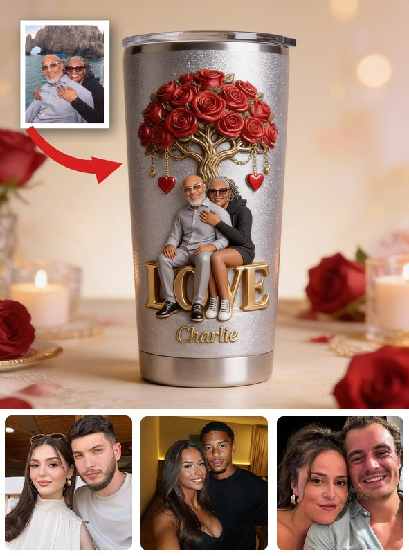 Personalized Middle-Aged Black Couple Tumbler, Romantic Husband & Wife Gift