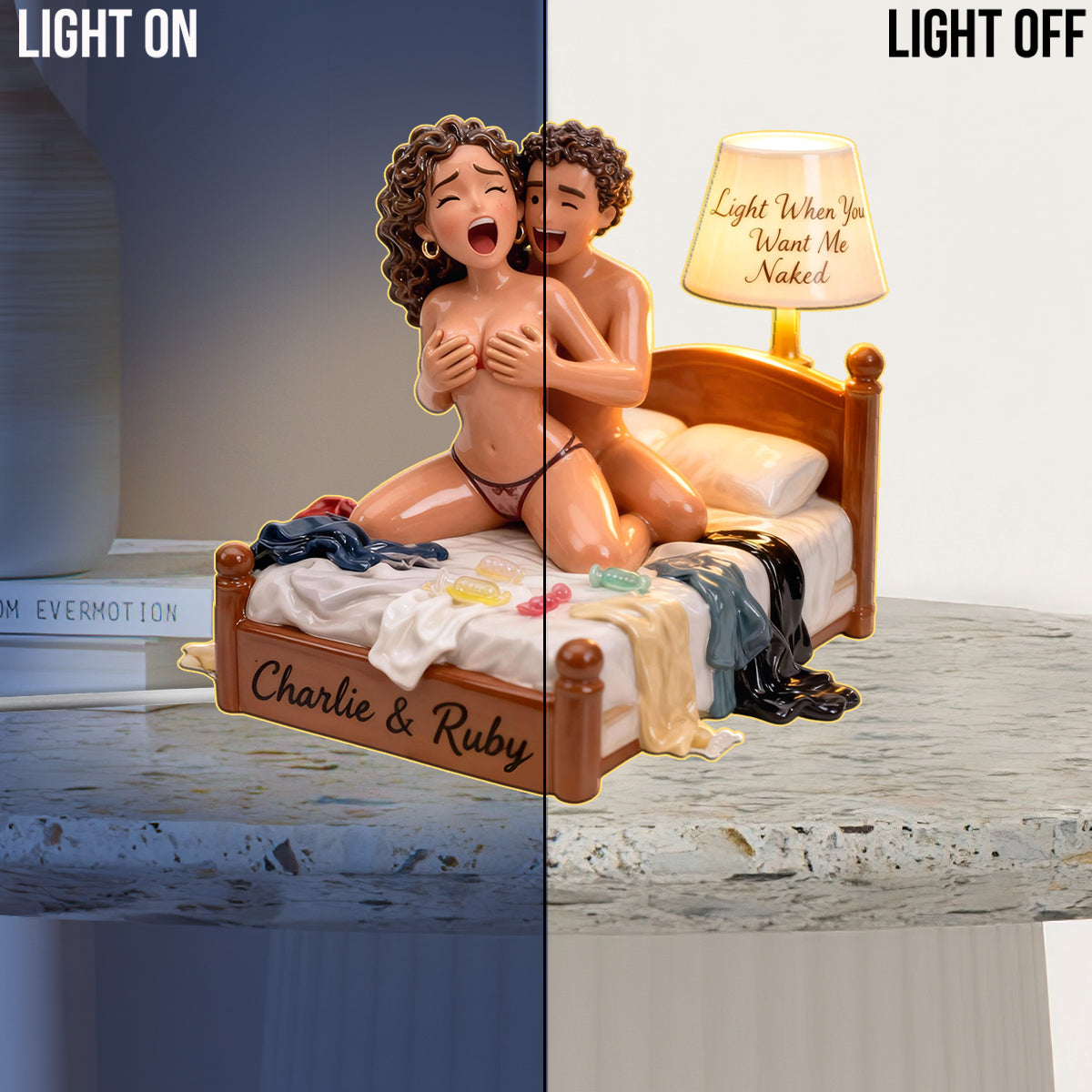 Personalized Funny Couple Husband Wife Acrylic LED Night Light Bedroom Gift