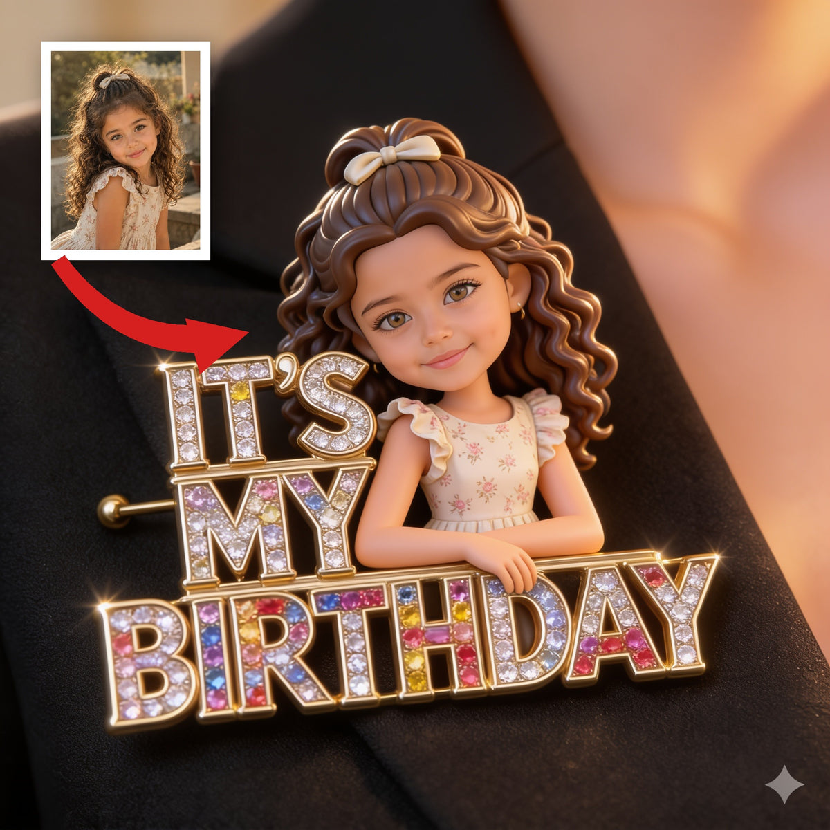 Cadeau personnalisé épingle photo anniversaire petite fille Latina pour fille, petite-fille, nièce