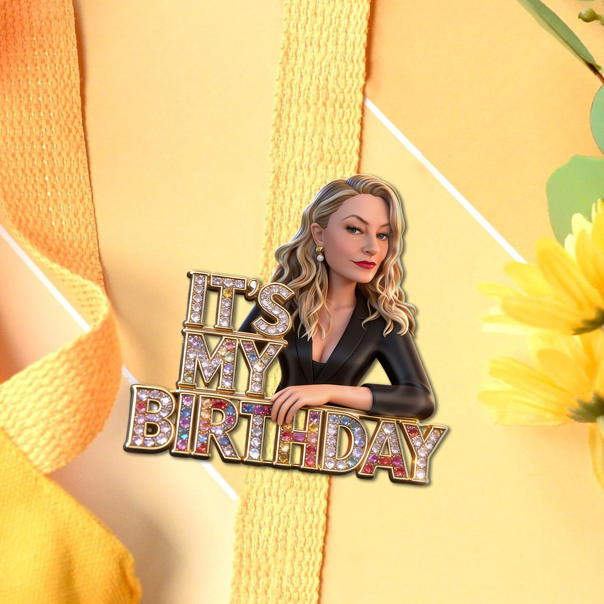 Épinglette en acrylique émaillée photo personnalisée pour le 70e anniversaire d'une femme latina