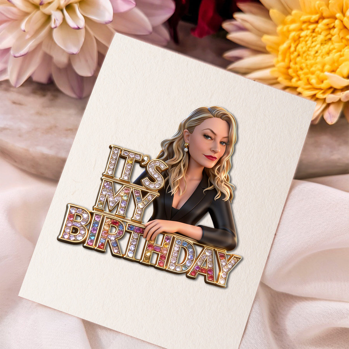 Custom Photo 21st Birthday Black Woman Enamel Pin Gift for Her