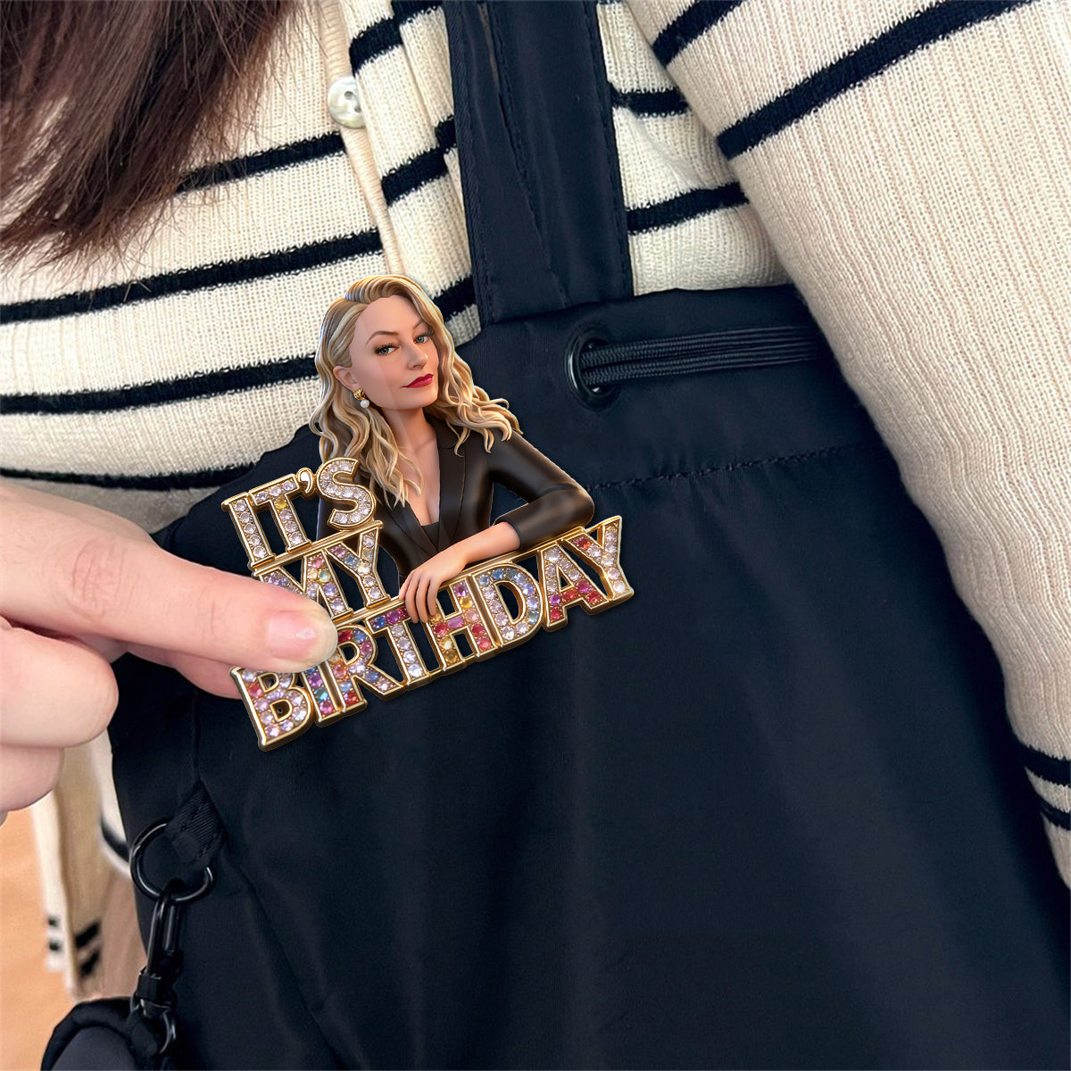 Broche Photo Personnalisée 70e Anniversaire Femme Âgée, Cadeau Mamie Maman Épouse