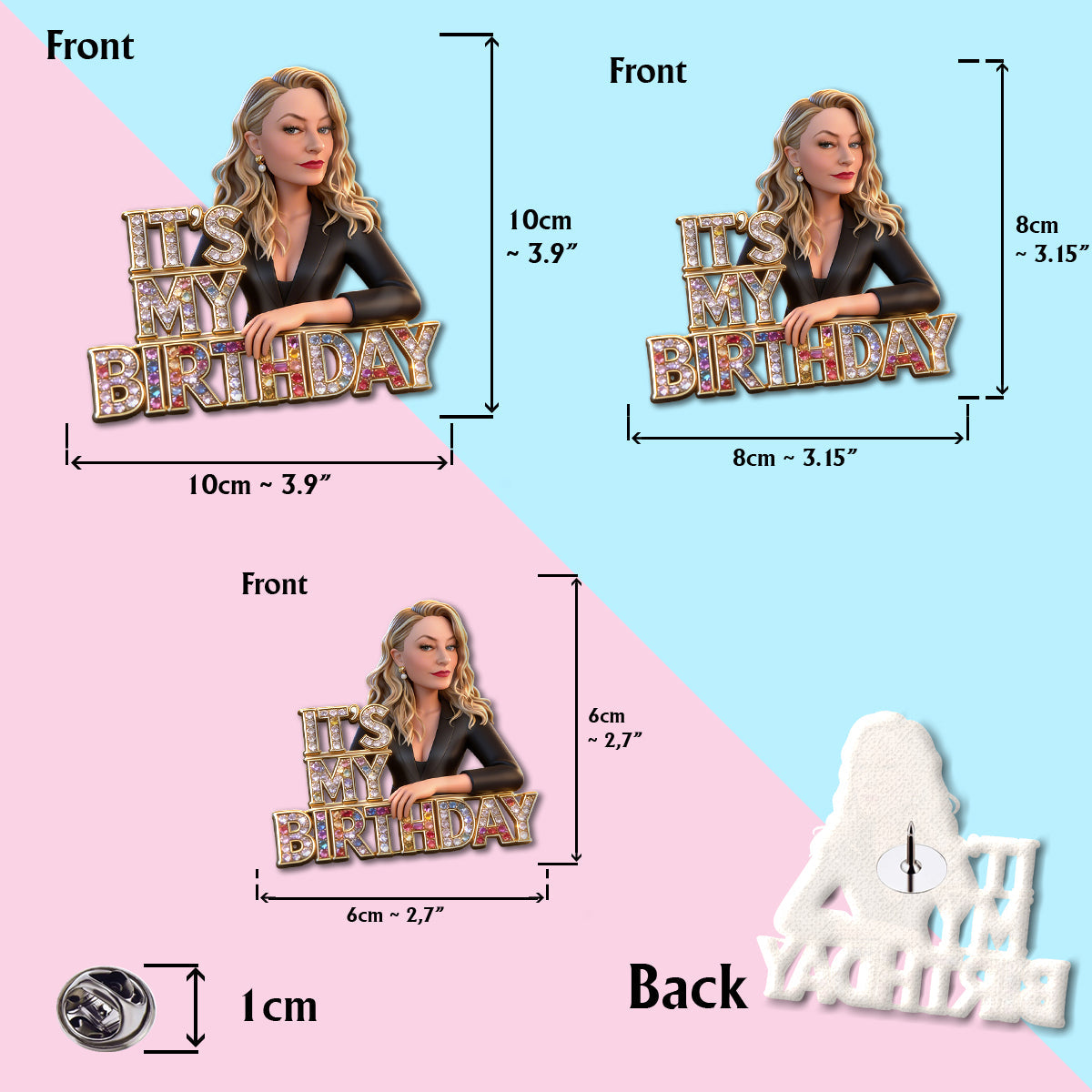 Custom Photo 21st Birthday Black Woman Enamel Pin Gift for Her