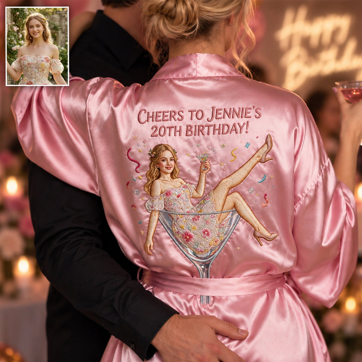 Personalized 25th Birthday Woman Satin Robe Fun Birthday Gift For Her