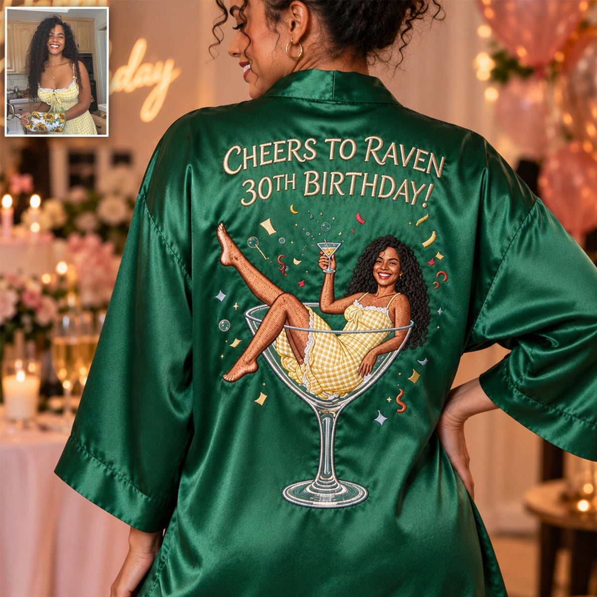 Personalized 70th Birthday Older Black Woman Satin Robe Mom Grandma Wife Gift