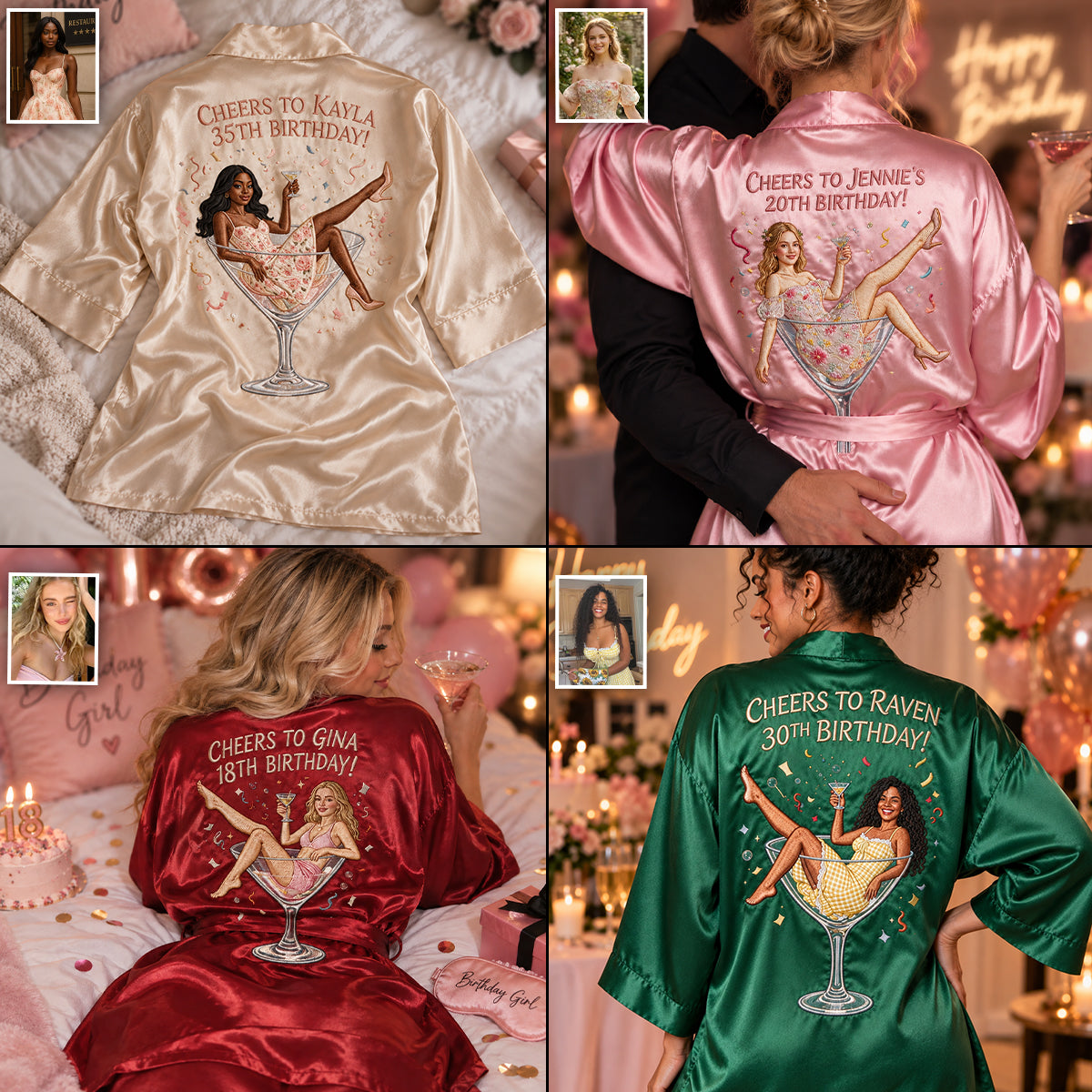 Personalized 70th Birthday Older Latina Woman Satin Robe Gift for Grandma Mom
