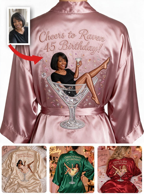 Personalized 45th Birthday Middle-Aged Black Woman Satin Robe Gift for Her