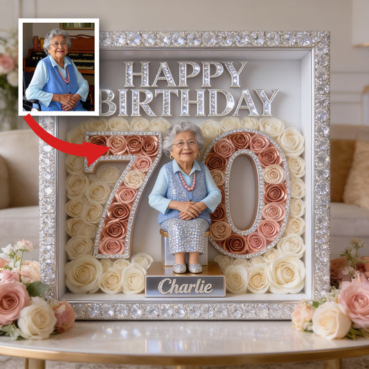 Personalized 70th Birthday Older Latina Woman Custom Shaped Acrylic Plaque