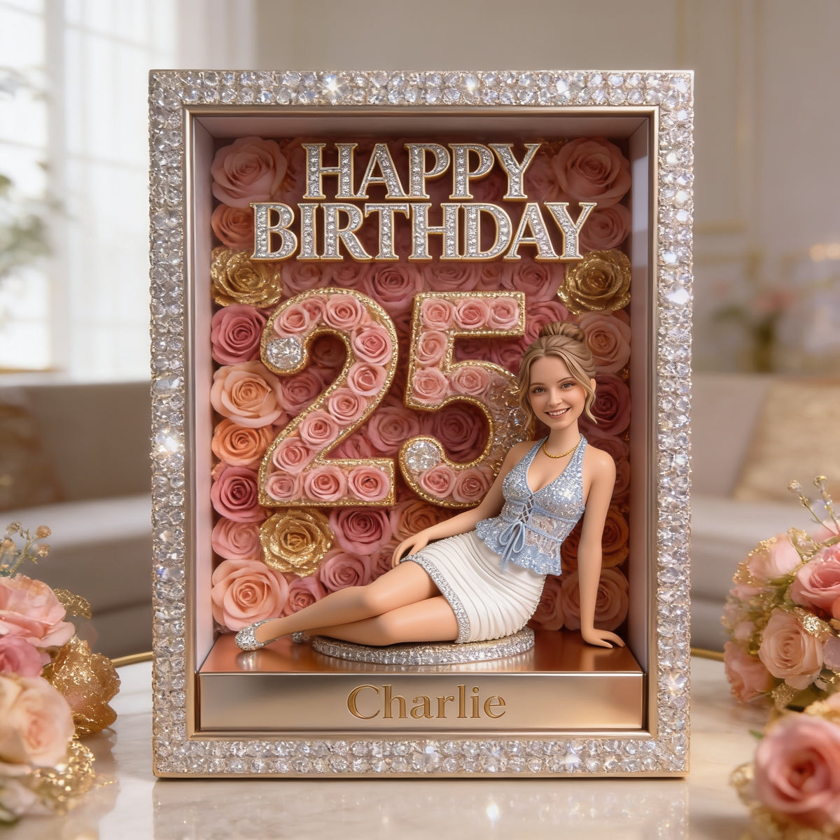 Personalized 25th Birthday Woman Custom Shaped Acrylic Plaque
