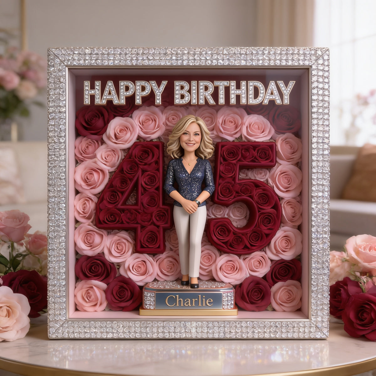 Personalized 45th Birthday Middle-Aged Woman Custom Shaped Acrylic Plaque Gift