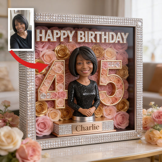 Personalized 45th Birthday Middle-Aged Black Woman Custom Shaped Acrylic Plaque
