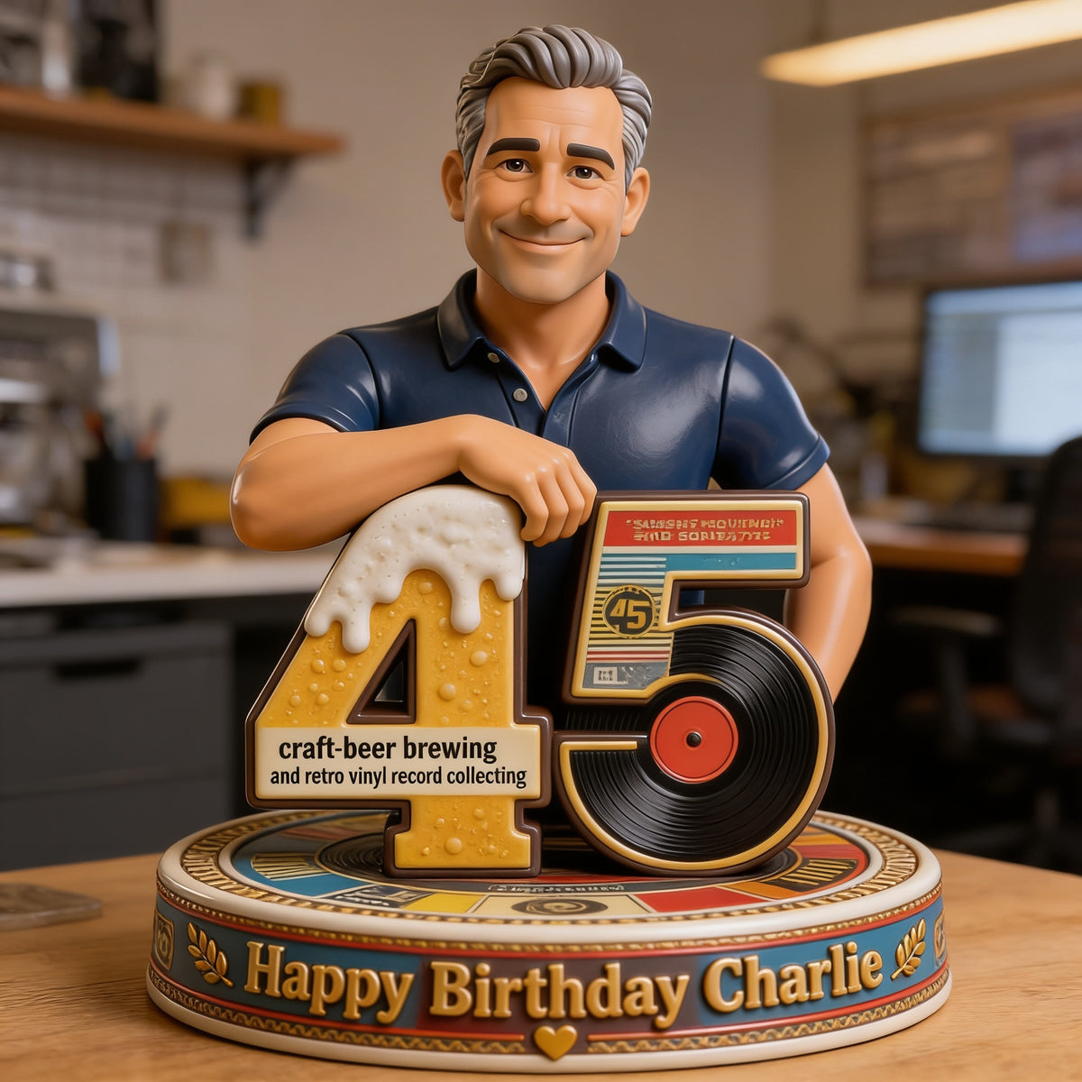 Personalized 45th Birthday Middle-Aged Man 3D Figurine Gift for Dad Grandpa