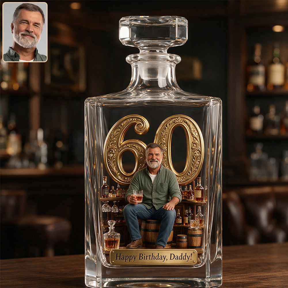 Personalized 45th Birthday Middle-Aged Black Man Whiskey Decanter Set Gift for Dad Grandpa