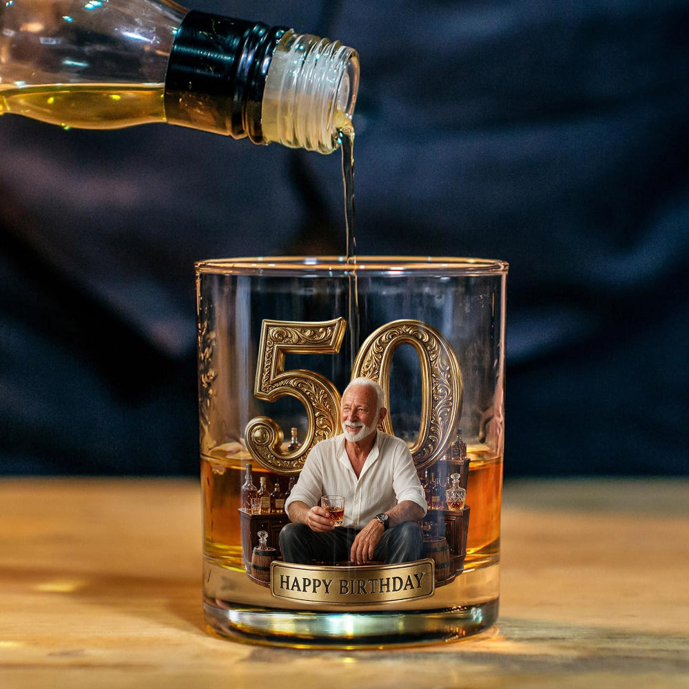 Personalized 45th Birthday Middle-Aged Man Whiskey Decanter Set Gift for Dad Husband