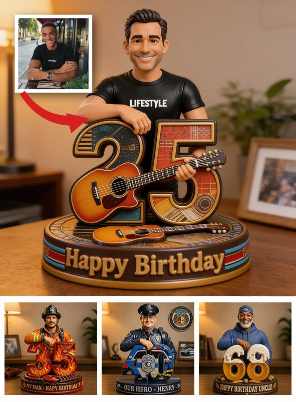 Personalized 21th Birthday Black Man 3D Figurine Gift for Husband Boyfriend Son