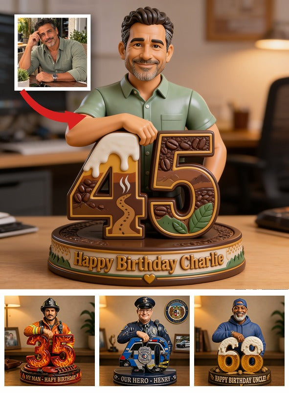 Personalized 45th Birthday Middle-Aged Latino Man 3D Figurine Gift for Dad Husband Grandpa