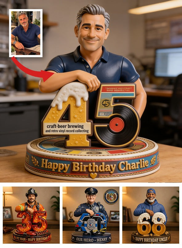 Personalized 45th Birthday Middle-Aged Man 3D Figurine Gift for Dad Grandpa