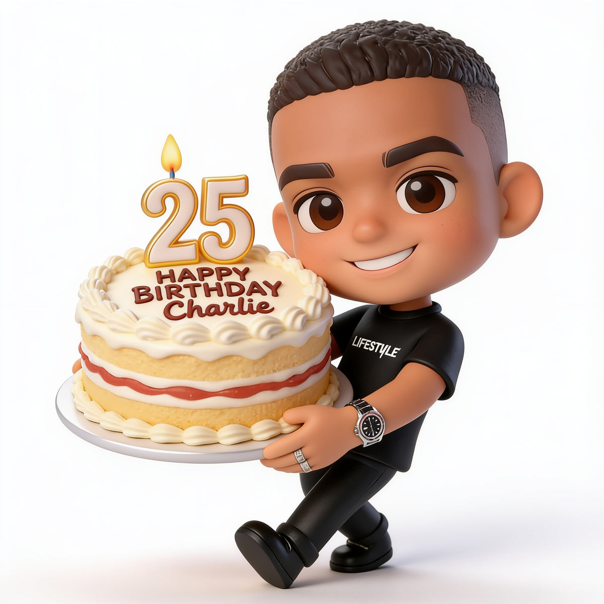 Personalized 25th Birthday Black Man Premium 3D Figurine