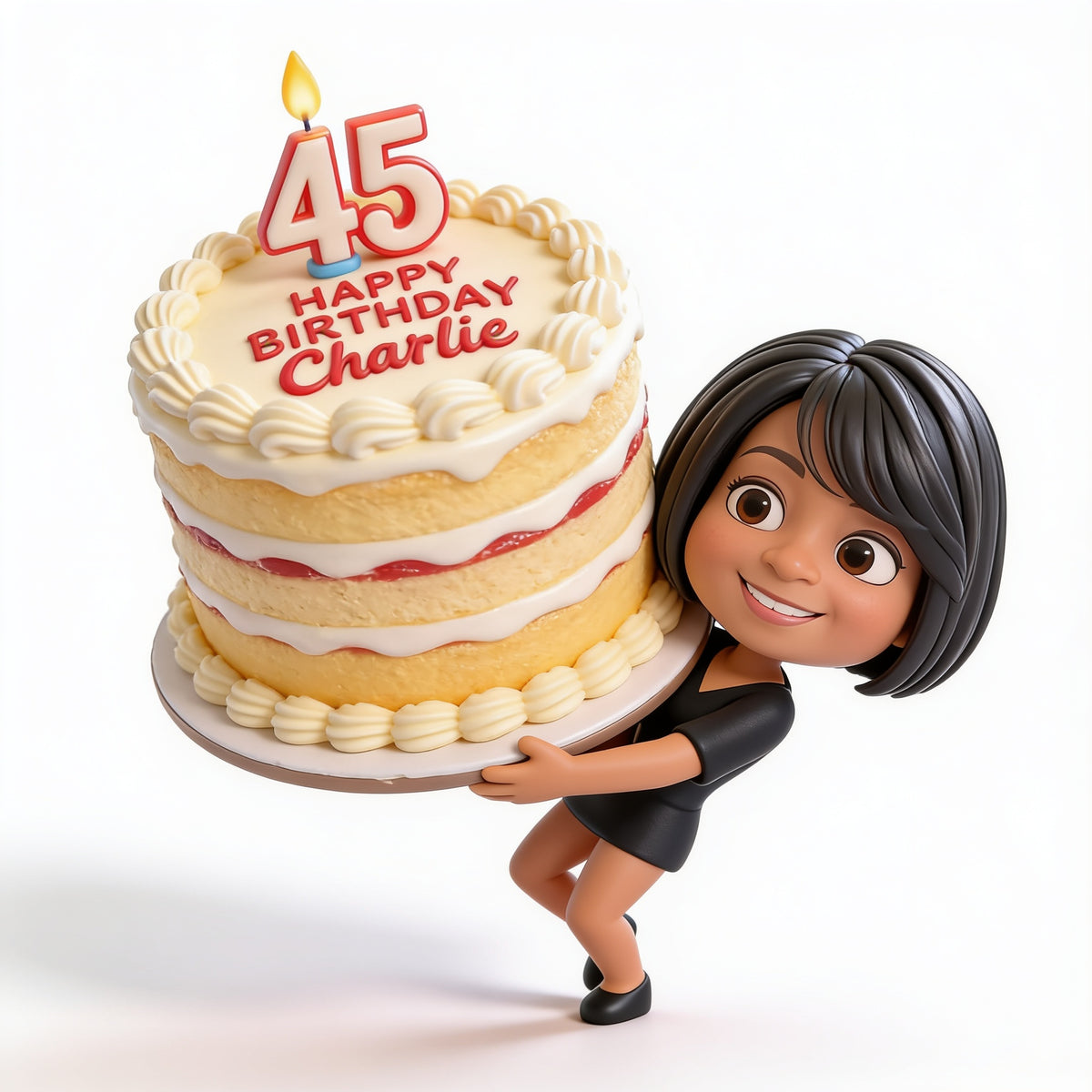 Personalized 45th Birthday Middle-Aged Black Woman 3D Figurine Keepsake Gift