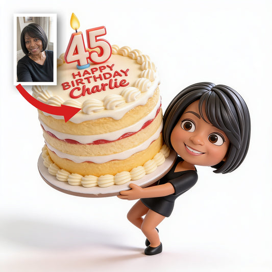 Personalized 45th Birthday Middle-Aged Black Woman 3D Figurine Keepsake Gift