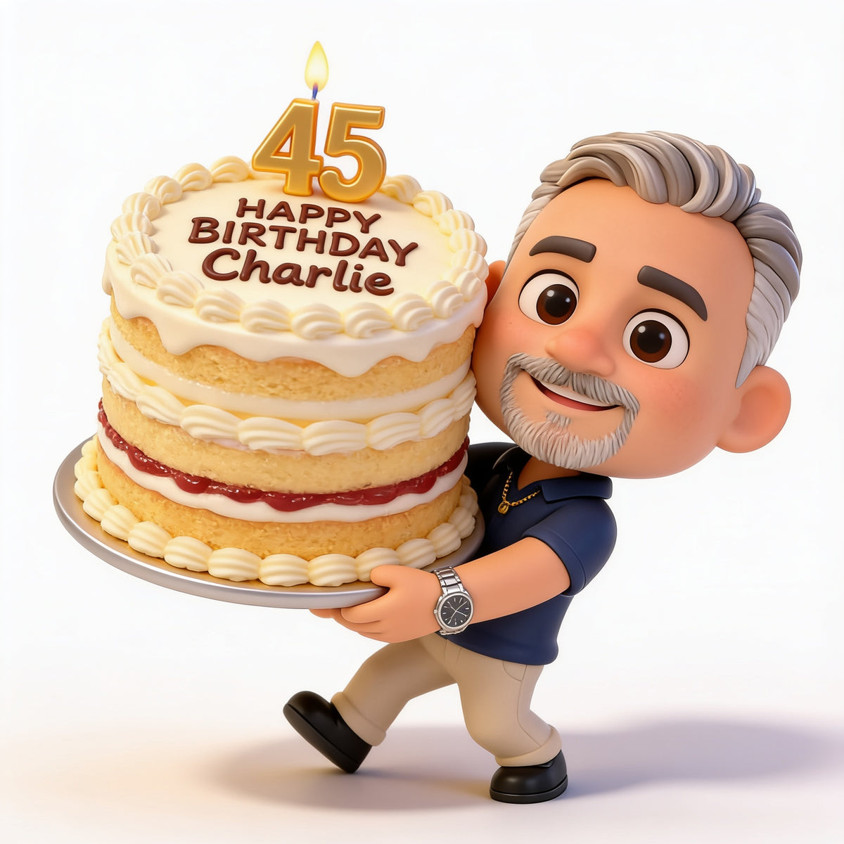 Personalized 45th Birthday Middle-Aged Man 3D Figurine Gift for Dad Husband