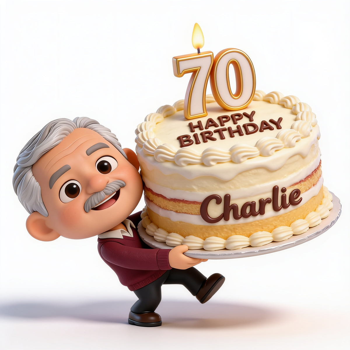 Personalized 70th Birthday Older Latino Man 3D Figurine Gift for Dad Grandpa