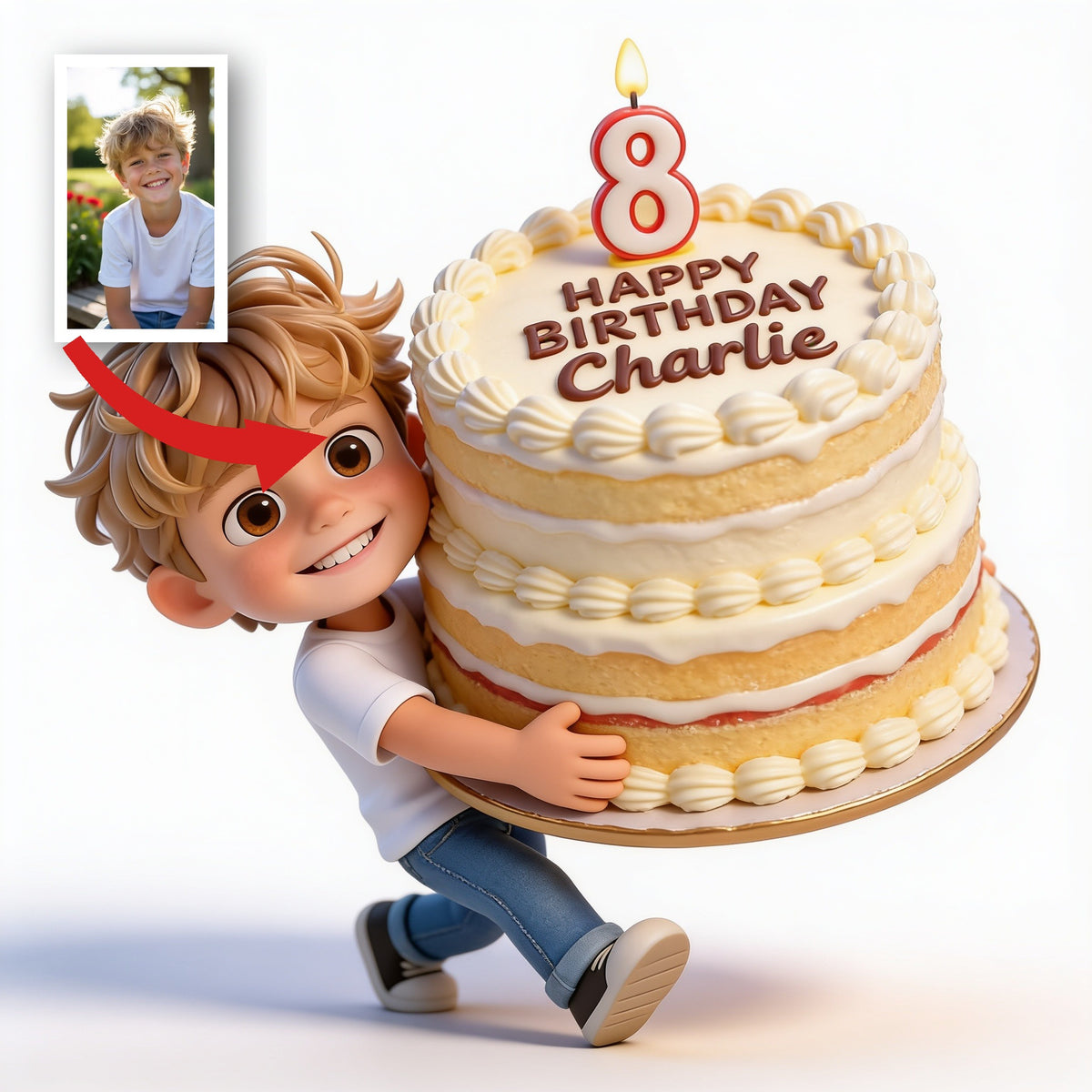 Personalized 8th Birthday Little Boy Custom 3D Figurine Keepsake Gift