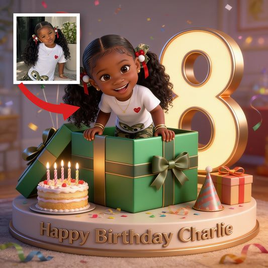 Personalized 8th Birthday Black Little Girl Custom Shaped Acrylic Plaque for Daughter Granddaughter Niece