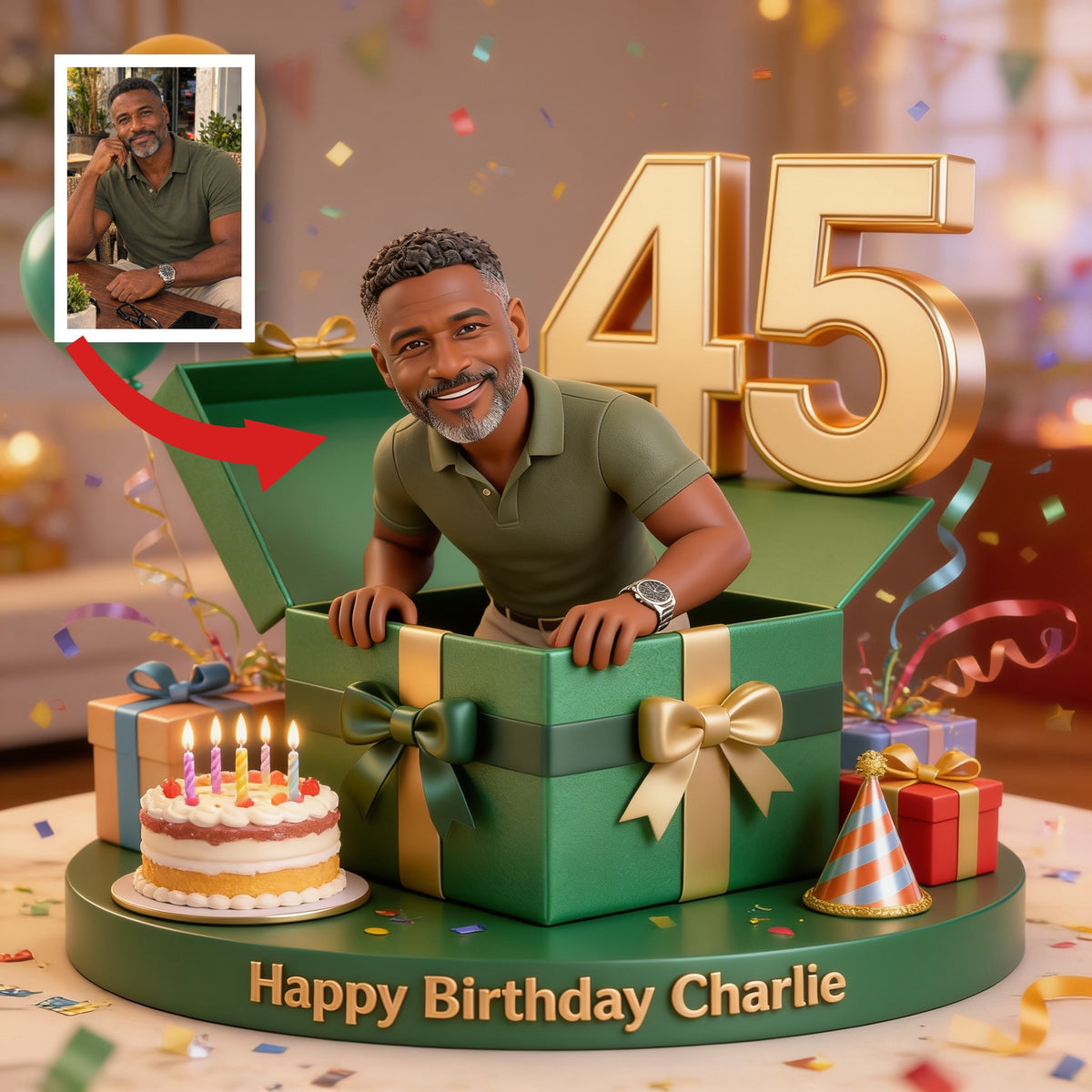 Personalized 45th Birthday Middle-Aged Black Man Custom Acrylic Plaque Gift for Dad Grandpa