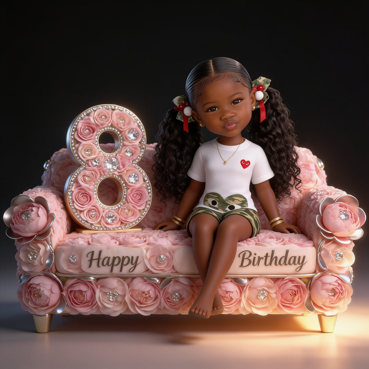 Personalized 8th Birthday Black Little Girl Custom Shaped Acrylic Plaque Daughter Granddaughter Niece Gift