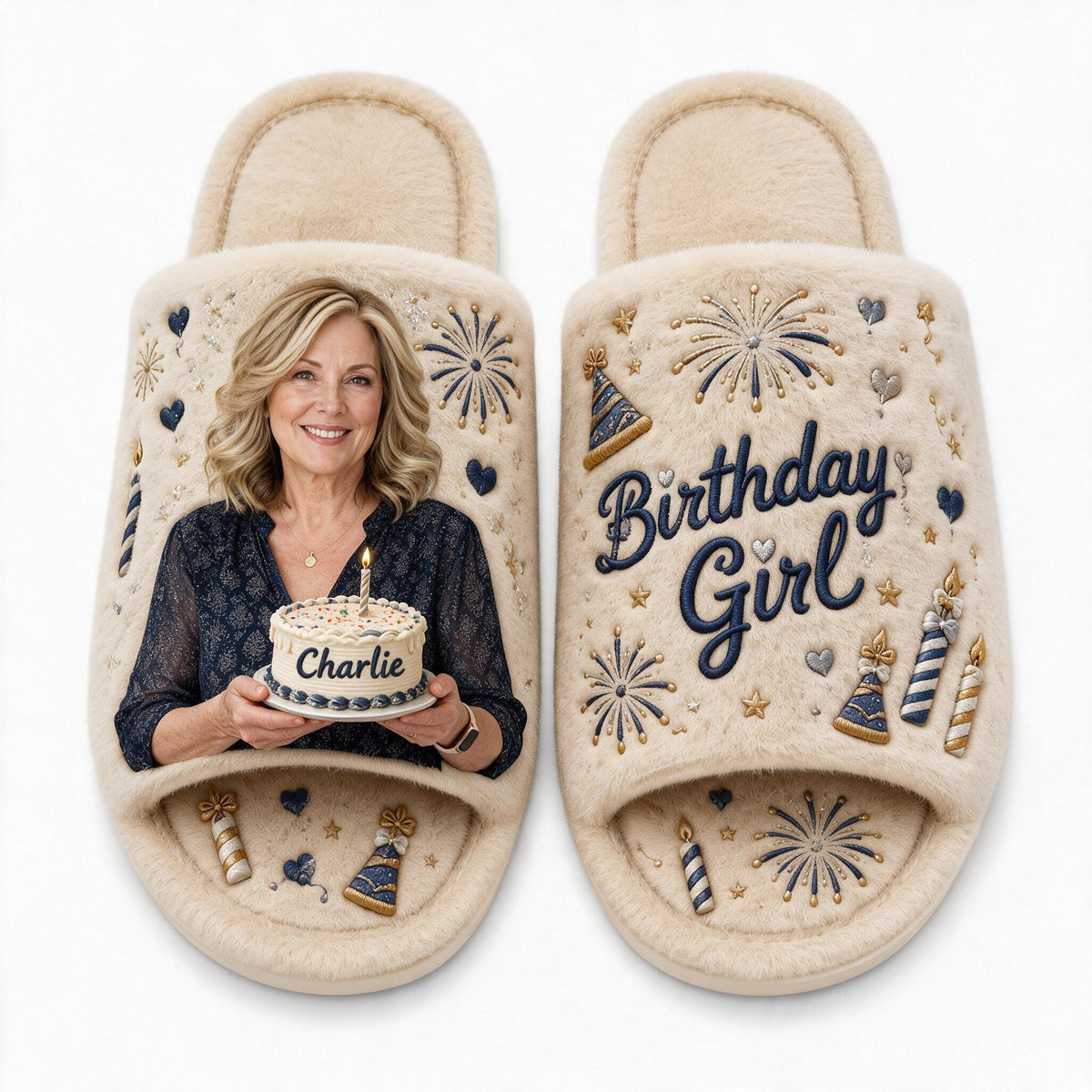 Personalized 50th Birthday Middle-Aged Woman Open-Toe Slippers Mom Gift