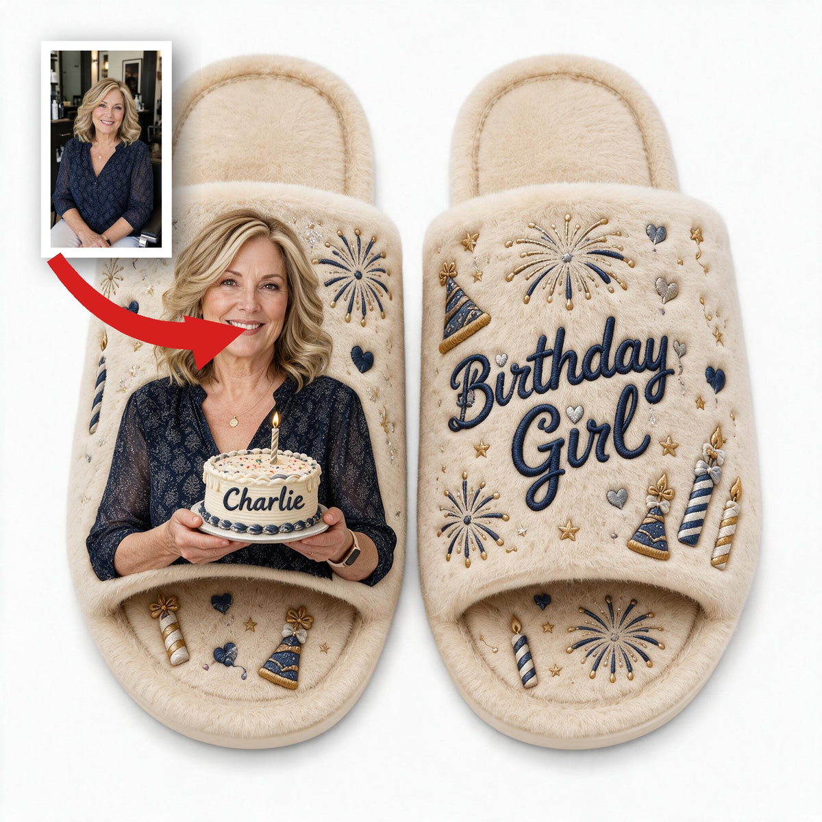 Personalized 50th Birthday Middle-Aged Woman Open-Toe Slippers Mom Gift