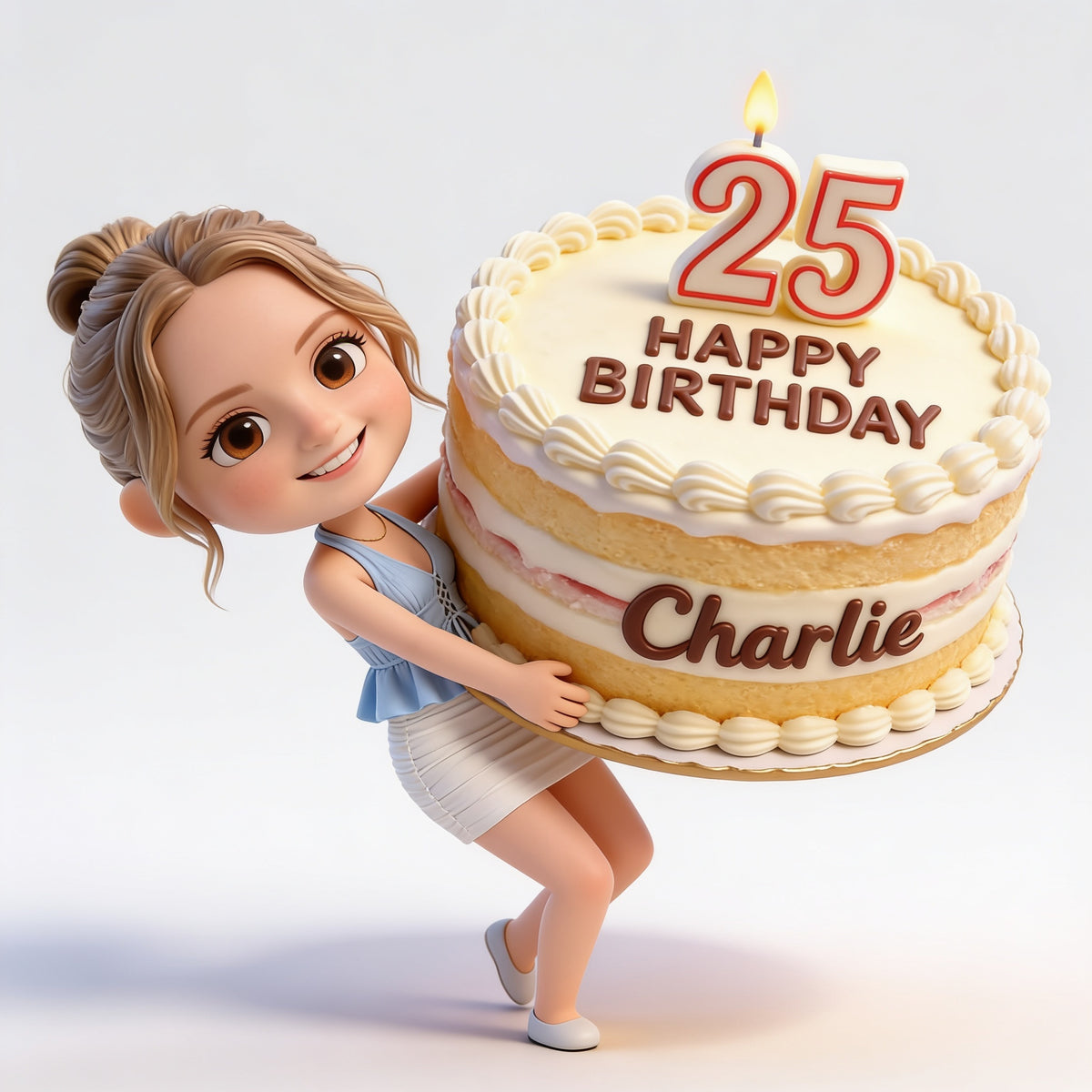 Personalized 25th Birthday Woman 3D Figurine Custom Keepsake Gift